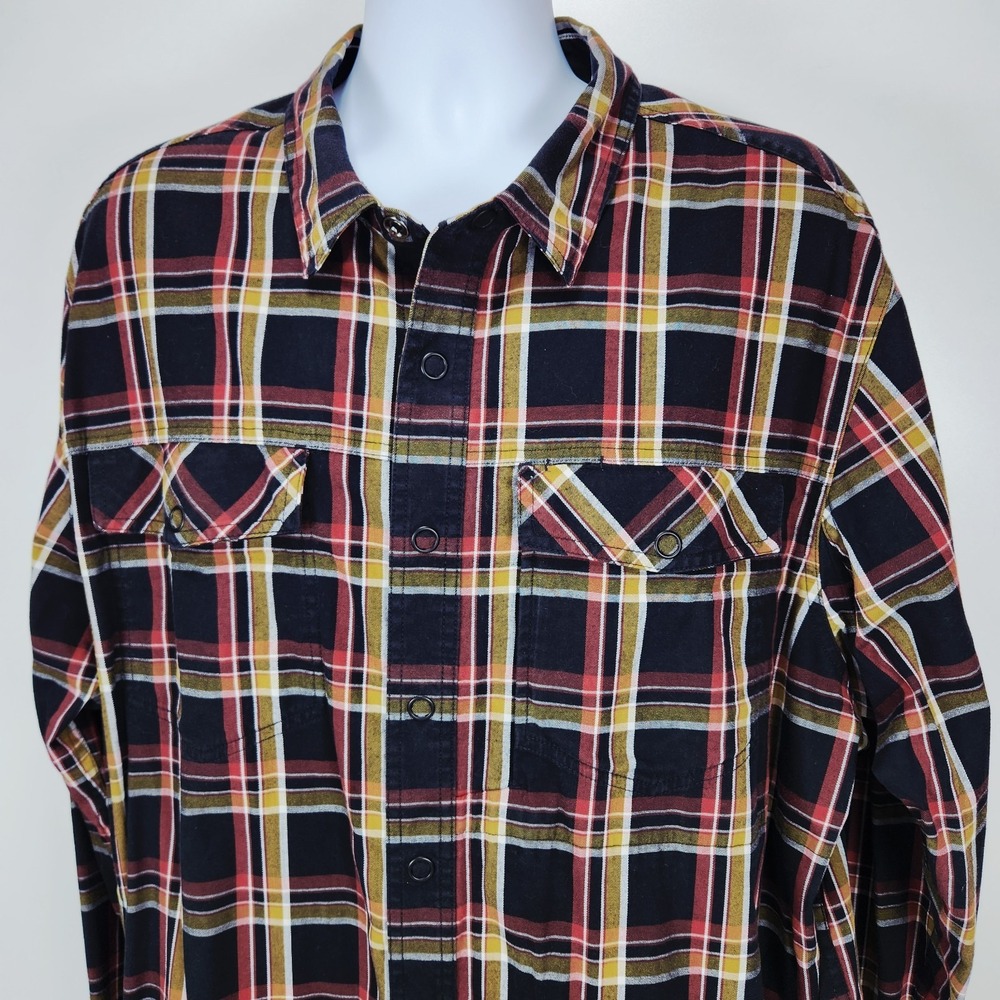 Duluth‎ Trading Untucked Snap Button Front Mens Tag 2XLT Tall  Black Flannel